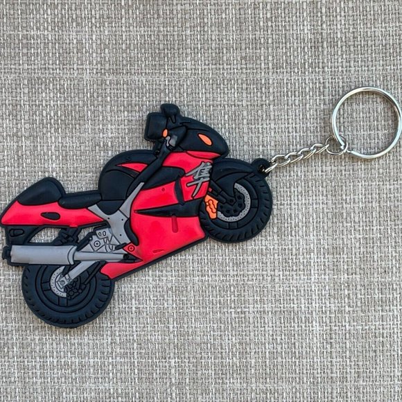 Key Chain Heavy Bike Keys Holder Rubber Bike Red/Black Car Key Holder Keyring - Picture 3 of 9